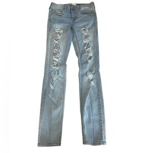 Mudd Low Rise Distressed Skinny Jeans - Womens Size 5 - 5/27 Light Wash